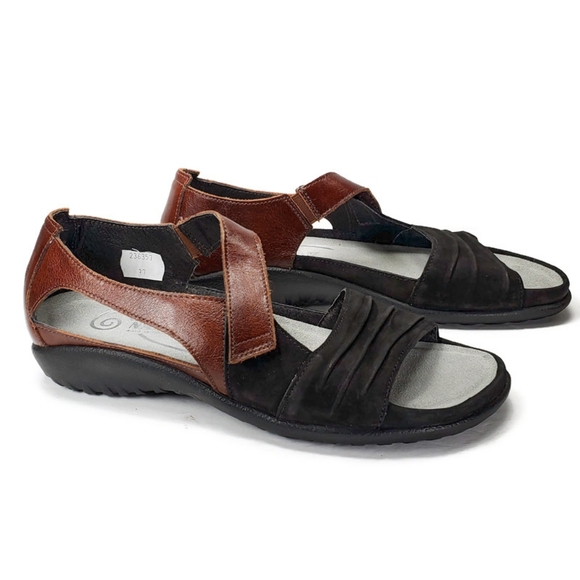Naot Shoes - NAOT Papaki Black Suede-Brown Leather Sandal NWOT
